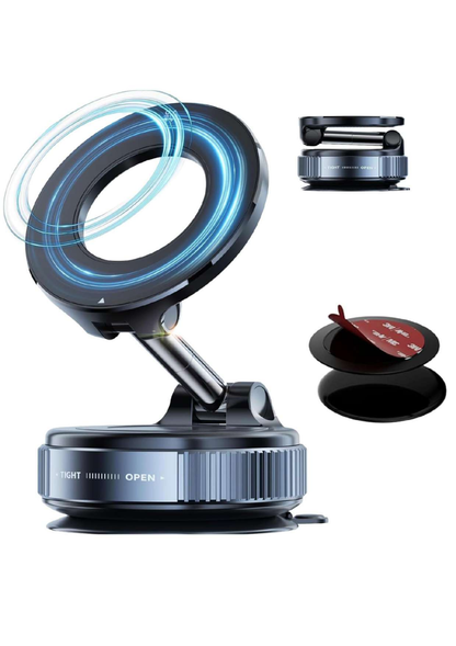 {Original} 360° Rotatable Magnetic Phone Holder with Vacuum Suction, Reusable Sticky Dashboard Mount, Foldable Mobile Stand for Car Desk & Wall Use 360 Degree Magnetic Phone Holder