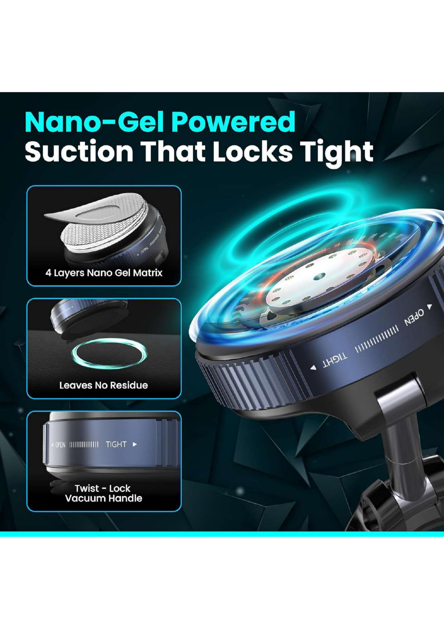 {Original} 360° Rotatable Magnetic Phone Holder with Vacuum Suction, Reusable Sticky Dashboard Mount, Foldable Mobile Stand for Car Desk & Wall Use 360 Degree Magnetic Phone Holder