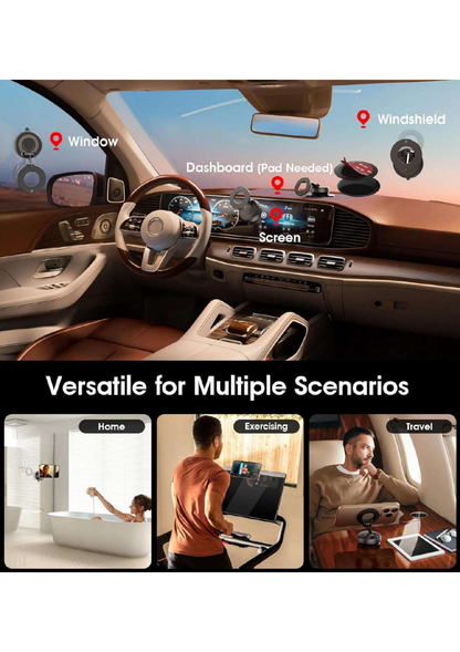 {Original} 360° Rotatable Magnetic Phone Holder with Vacuum Suction, Reusable Sticky Dashboard Mount, Foldable Mobile Stand for Car Desk & Wall Use 360 Degree Magnetic Phone Holder