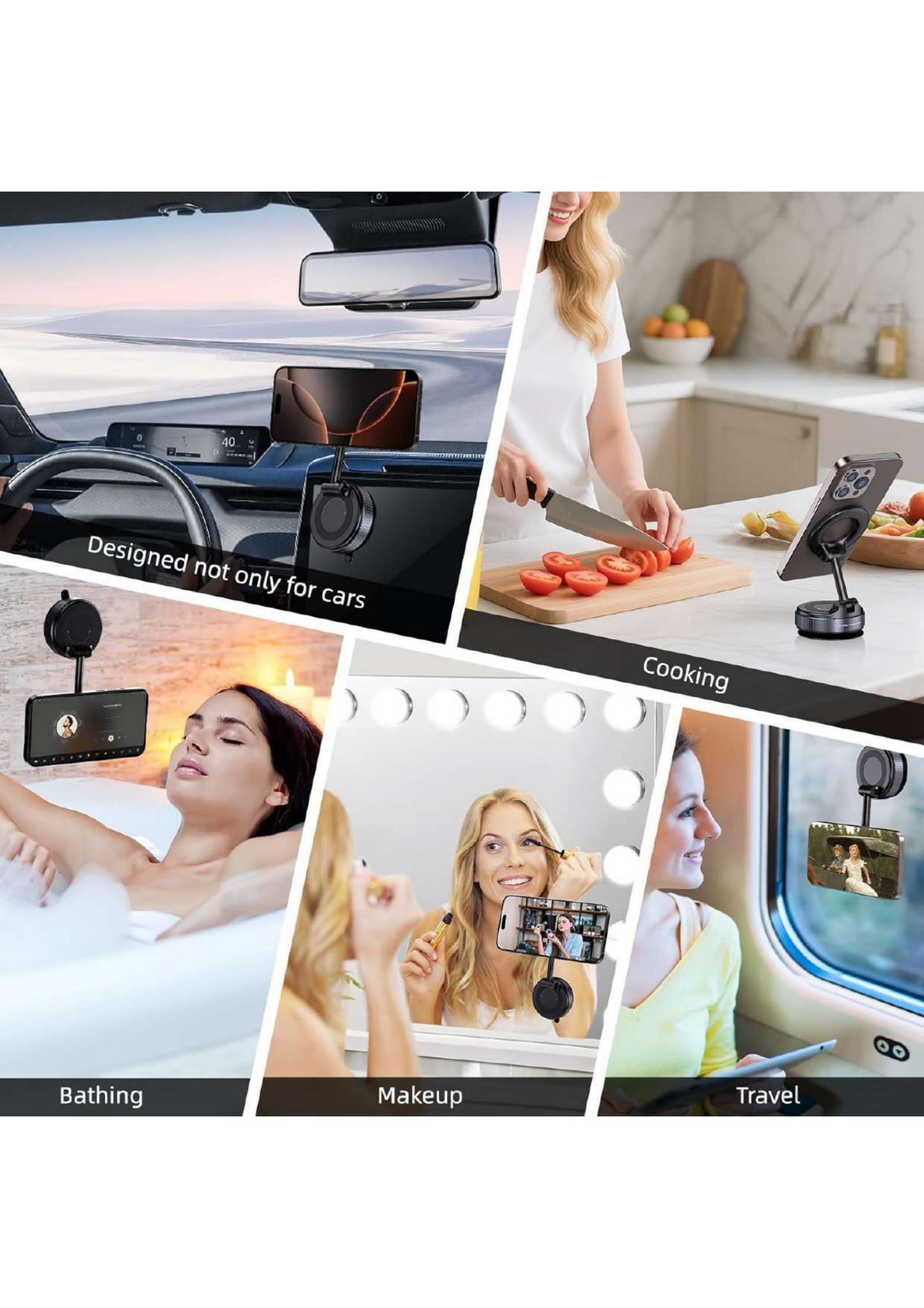 {Original} 360° Rotatable Magnetic Phone Holder with Vacuum Suction, Reusable Sticky Dashboard Mount, Foldable Mobile Stand for Car Desk & Wall Use 360 Degree Magnetic Phone Holder