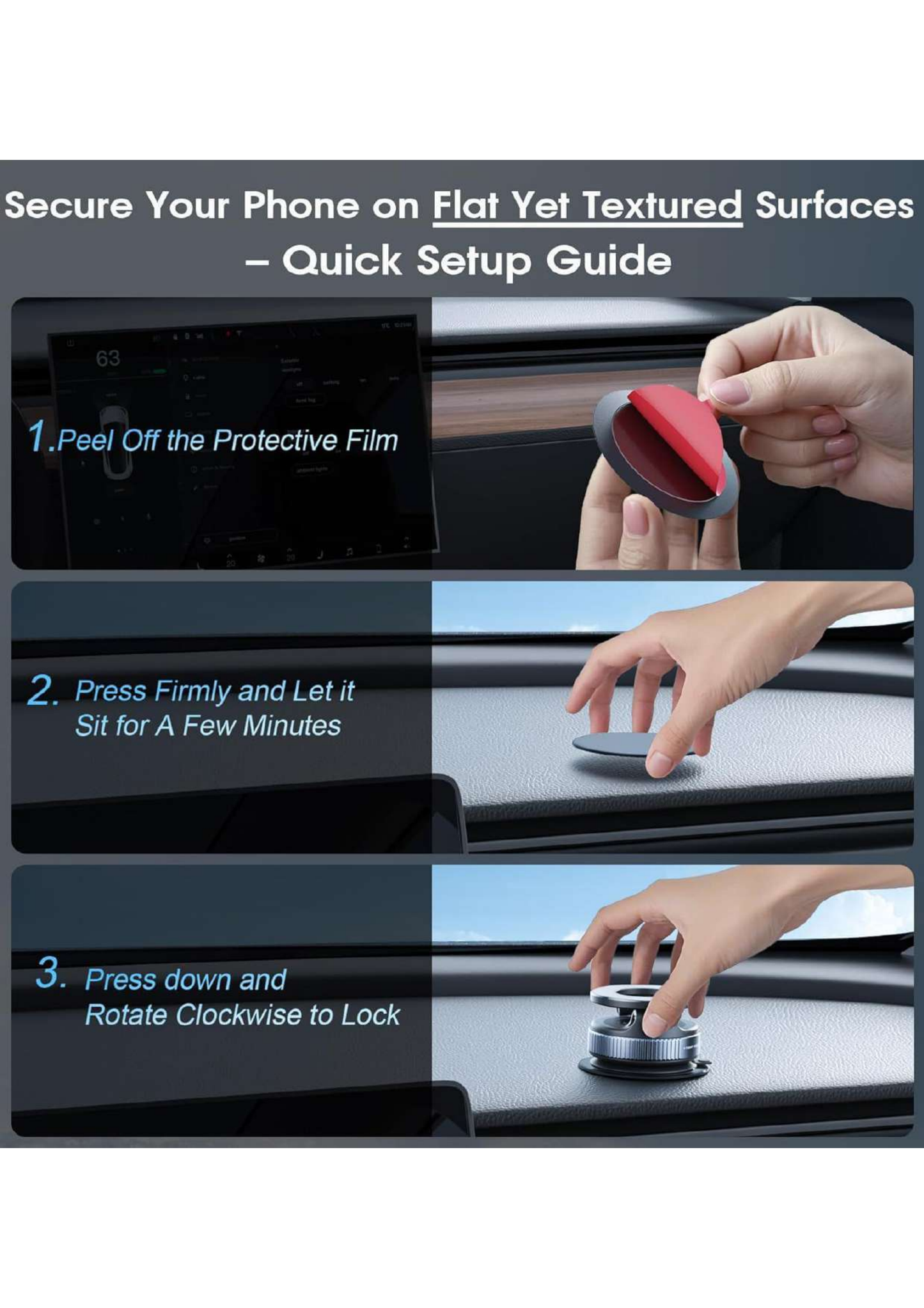 {Original} 360° Rotatable Magnetic Phone Holder with Vacuum Suction, Reusable Sticky Dashboard Mount, Foldable Mobile Stand for Car Desk & Wall Use 360 Degree Magnetic Phone Holder