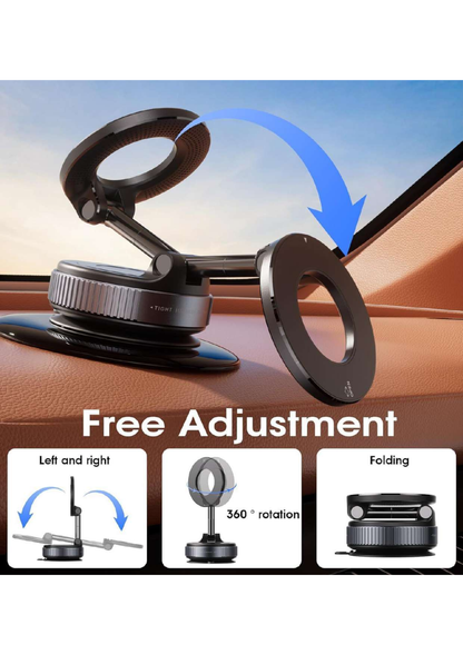 {Original} 360° Rotatable Magnetic Phone Holder with Vacuum Suction, Reusable Sticky Dashboard Mount, Foldable Mobile Stand for Car Desk & Wall Use 360 Degree Magnetic Phone Holder